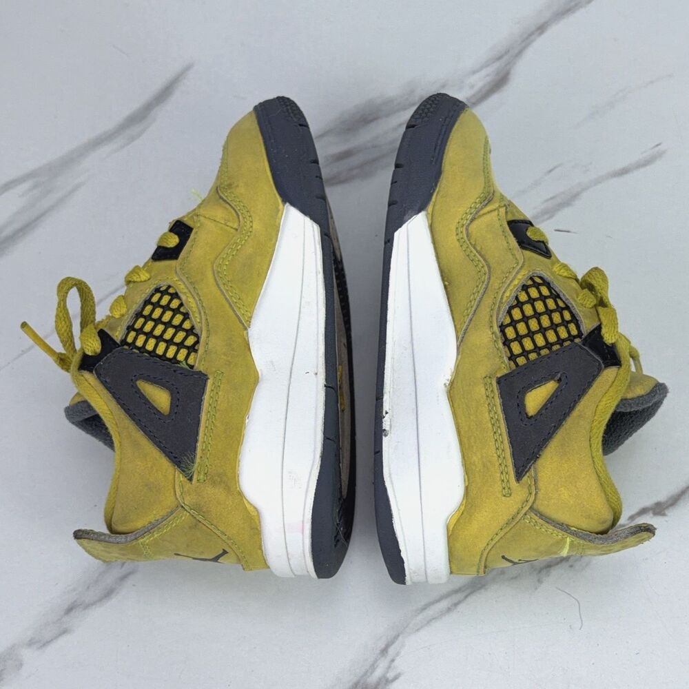Nike Air Jordan 4 TD Retro Boy Size 9C Lightning Yellow BQ7670-700 Toddler Shoes - Picture 5 of 7